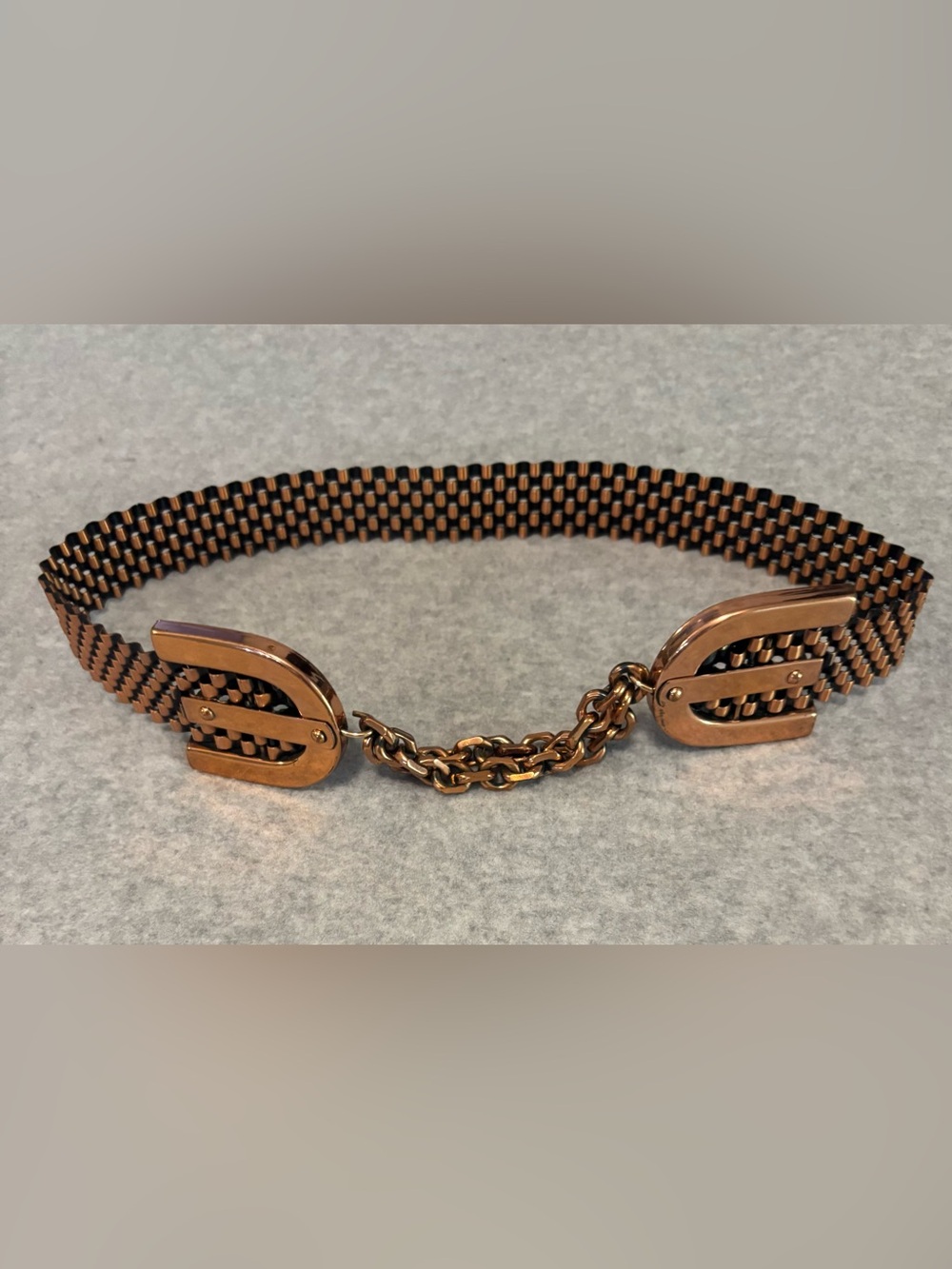 RARE Vintage 1957 Signed "RENOIR" Copper Basketweave BELT 27” Art Deco Patina